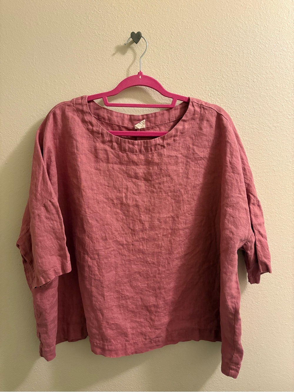 Lintico Dusty Rose 100% Linen Boxy Top - Size XL